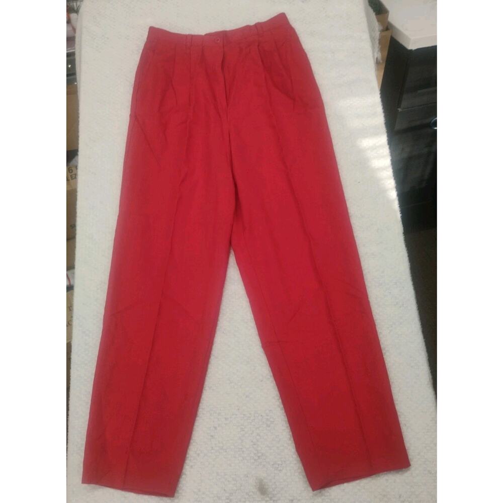 Vtg Sag Harbor Red Pleated Dress Pants Women’s Size 12 High Waisted 90s Retro